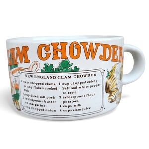 Vintage Ceramic Clam Chowder Soup Recipe Mug